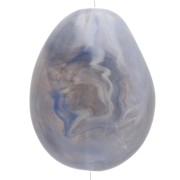 Perlina piatta irregolare 25x20 mm in resina traslucida - Blu grigio marmorizzato x1