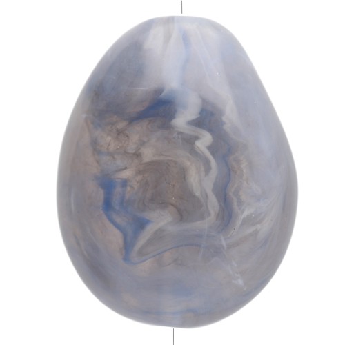 Perlina piatta irregolare 25x20 mm in resina traslucida - Blu grigio marmorizzato x1