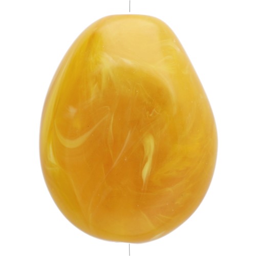Perla piatta irregolare in resina traslucida 25x20 mm - Giallo miele marmorizzato x1