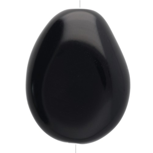 Perlina piatta irregolare 25x20 mm in resina opaca - Nero x1