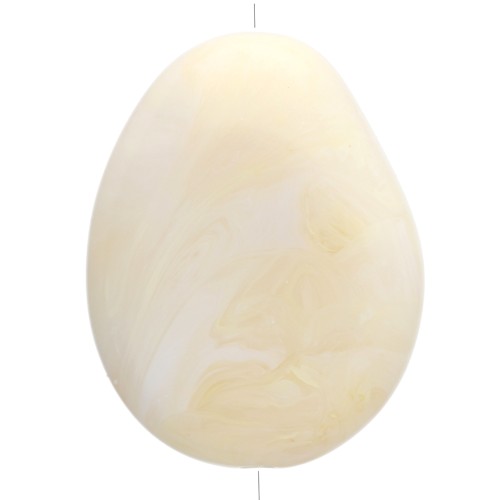 Perla piatta irregolare 22x17 mm in resina traslucida - Crema marmorizzata x1