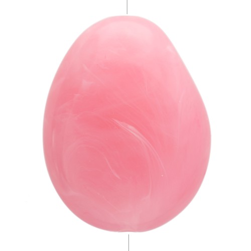 Perla piatta irregolare 22x17 mm in resina traslucida - Rosa scuro marmorizzato x1