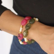 Perla piatta irregolare in resina opaca 22x17 mm - Perla marmorizzata multicolore x1