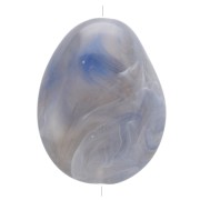 Perlina piatta irregolare 22x17 mm in resina traslucida - Blu grigio marmorizzato x1