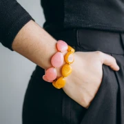 Perla piatta irregolare in resina traslucida 22x17 mm - Blu grigio marmorizzato x1