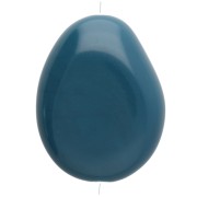 Perlina piatta irregolare 22x17 mm in resina blu pavone opaca x1