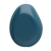 Perlina piatta irregolare 22x17 mm in resina blu pavone opaca x1