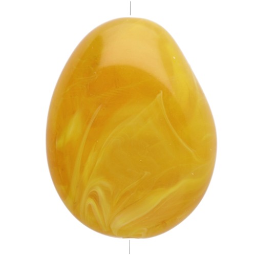 Perla piatta irregolare in resina traslucida 22x17 mm - Giallo miele marmorizzato x1
