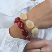 Perla piatta irregolare in resina traslucida 22x17 mm - Giallo miele marmorizzato x1