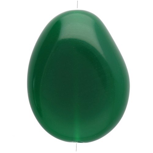 Perlina piatta irregolare 22x17 mm in resina opaca - Verde smeraldo x1