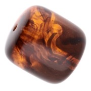 Perle tubolari in resina traslucida 16x14 mm - Ambra marmorizzata x4|raw }}