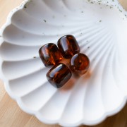 Perle tubolari in resina traslucida 16x14 mm - Ambra marmorizzata x4