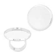 Anello di ottone Castone retro piatto mm. 30 argentato x1