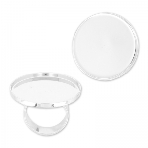 Anello di ottone Castone retro piatto mm. 30 argentato x1