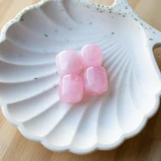 Perle tubolari in resina traslucida 16x14 mm - Rosa chiaro marmorizzato x4