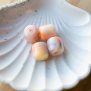 Perle tubolari in resina opaca 16x14 mm - Perla marmorizzata multicolore x4