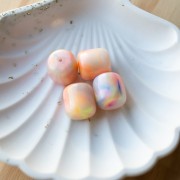 Perle tubolari in resina opaca 16x14 mm - Perle multicolori marmorizzate x4