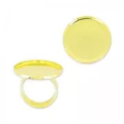 Anello di ottone Castone retro piatto mm. 20 dorato con oro fino x1