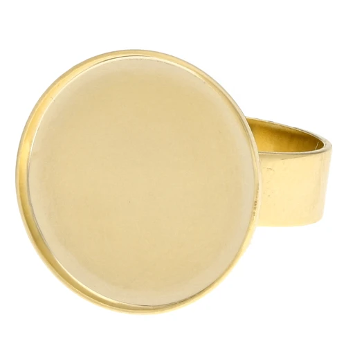 Anello in ottone con cabochon a fondo piatto rotondo da 20 mm - Dorato con oro fino x1