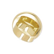 Anello in ottone con cabochon a fondo piatto rotondo da 20 mm - Dorato con oro fino x1