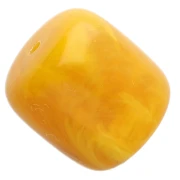 Perle tubolari in resina traslucida 16x14 mm - Giallo miele marmorizzato x4