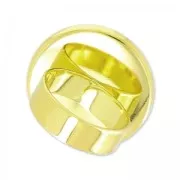 Anello in ottone Castone retro piatto mm. 18 Dorato con oro fino x1