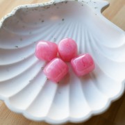 Perle in tubo di resina traslucida 16x14 mm - Rosa scuro marmorizzato x4