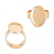 Anello in ottone Castone retro piatto mm. 18x13 dorato rose x1|raw }}