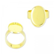 Anello in ottone Castone retro piatto mm. 18x13 Dorato con oro fino x1