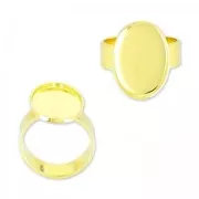 Anello in ottone Castone retro piatto mm. 18x13 Dorato con oro fino x1