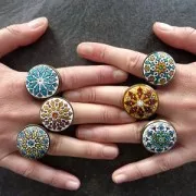 Anello in ottone Castone retro piatto mm. 18x13 Dorato con oro fino x1