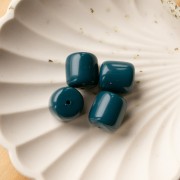 Perle tubolari in resina opaca 16x14 mm - Blu pavone x4