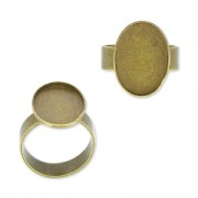 Anello in ottone Castone retro piatto mm. 18x13 bronzo x1