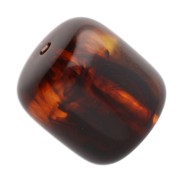 Perle tubolari in resina traslucida 12x11 mm - Ambra marmorizzata x6