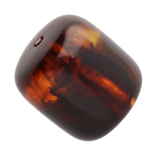 Perle tubolari in resina traslucida 12x11 mm - Ambra marmorizzata x6