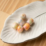 Perle tubolari in resina opaca 12x11 mm - Perlescenti multicolori marmorizzate x6