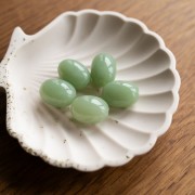 Perla di oliva 21x15 mm in resina traslucida - Lichene marmorizzato x1