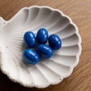 Perla di oliva 21x15 mm in resina opaca - Blu reale marmorizzato x1