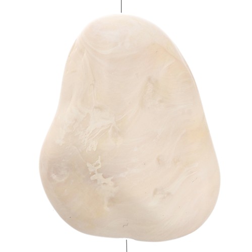 Perla piatta irregolare testurizzata 29x24 mm in resina opaca - Crema marmorizzata x1