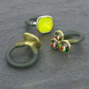 Chiusura anello supporto cabochon 1122 per cordoncino cavo 4mm placcato rodiato