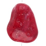 Perla piatta irregolare testurizzata 29x24 mm in resina - Rosso scuro marmorizzato con brillantini|raw }}