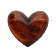 Perla a cuore in resina traslucida 13x15 mm - foro orizzontale - Ambra marmorizzata x6|raw }}