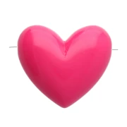 Perle a cuore in resina opaca 13x15 mm - foro orizzontale - rosa fucsia x6
