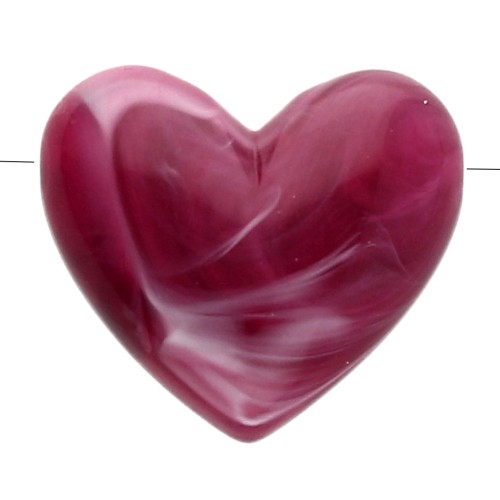 Perle a cuore in resina traslucida 13x15 mm - foro orizzontale - Granato marmorizzato x6