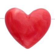 Perle a cuore in resina opaca 13x15 mm - foro orizzontale - Grenadine marmorizzato x6|raw }}