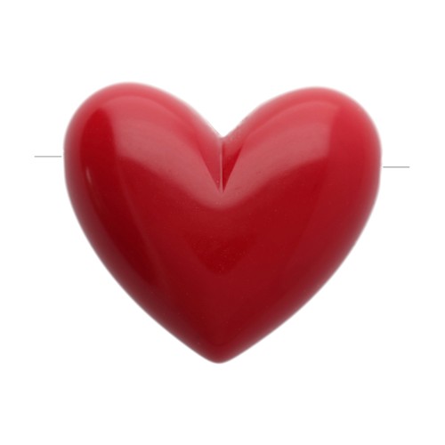 Perle a cuore in resina opaca 13x15 mm - foro orizzontale - rosso carminio x6