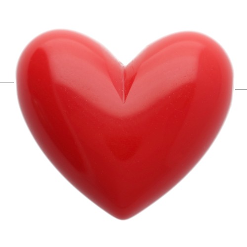 Perla a cuore in resina trasparente 15,5x18 mm - foro orizzontale - rosso scuro x1