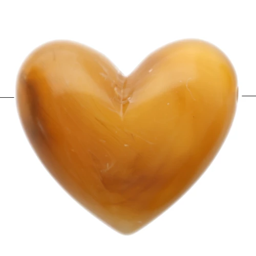 Perla a cuore in resina traslucida 15,5x18 mm - foro orizzontale - Albicocca marmorizzato x1