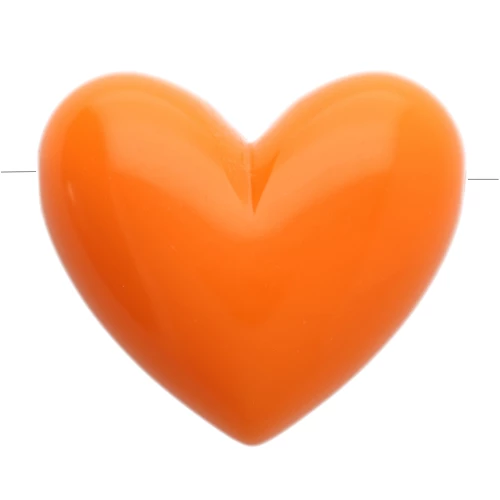 Perla cuore in resina opaca 15,5x18 mm - foro orizzontale - Arancione x1