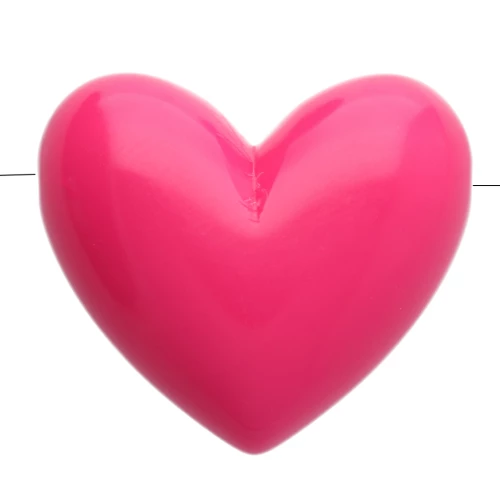 Perla cuore in resina opaca 15,5x18 mm - foro orizzontale - rosa fucsia x1